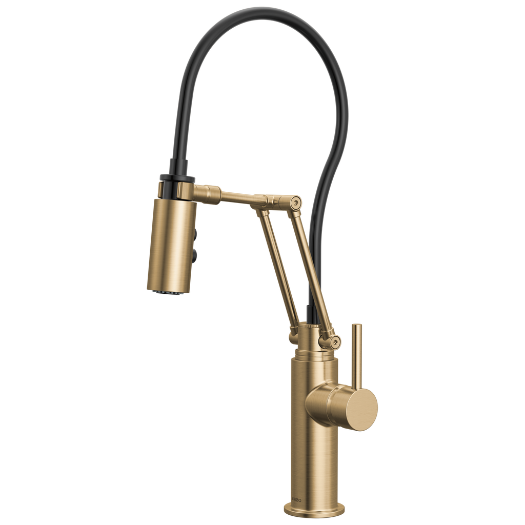 Brizo Odin Mezcladora Articulante — Oro Luxe — Manija Metálica