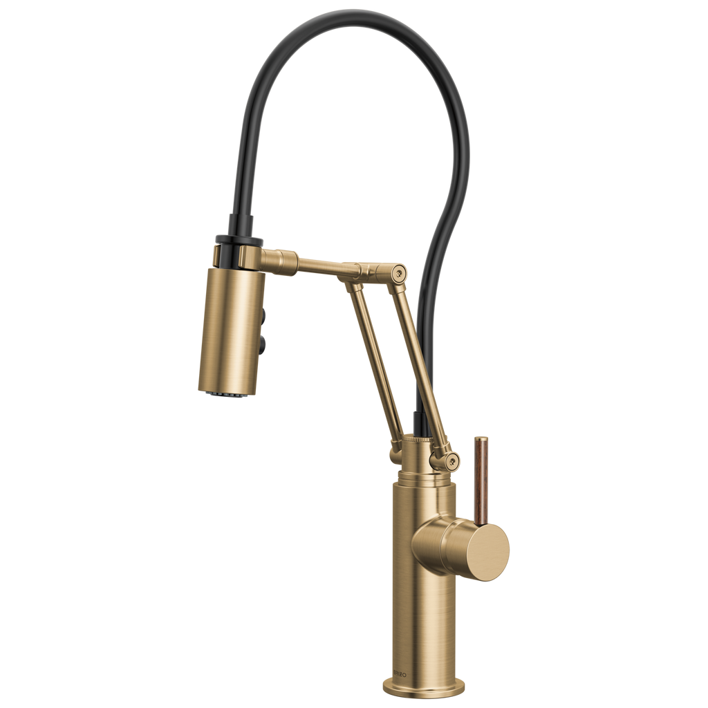 Brizo Odin Mezcladora Articulante — Oro Luxe — Manija de Madera