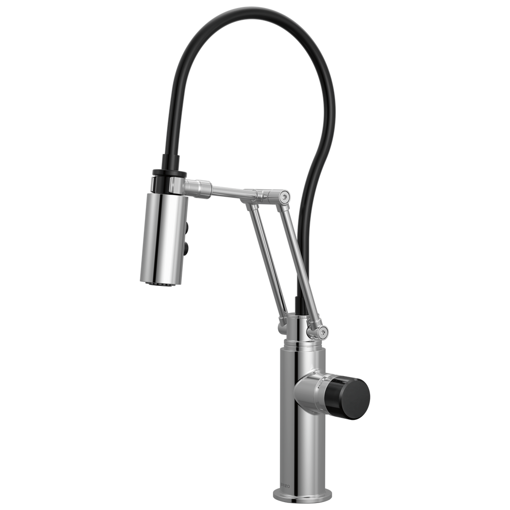 Brizo Odin Mezcladora Articulante — Cromo — Perilla con Cristal Negro