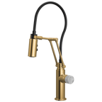 Brizo Odin Mezcladora Articulante — Oro Pulido — Perilla de Concreto