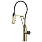 Brizo Odin Mezcladora Articulante — Níquel Pulido — Perilla con Cristal Negro