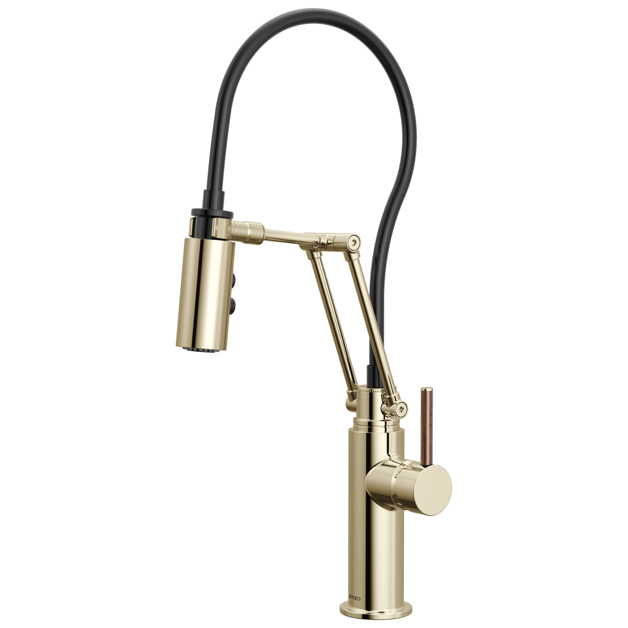 Brizo Odin Mezcladora Articulante — Níquel Pulido — Manija de Madera