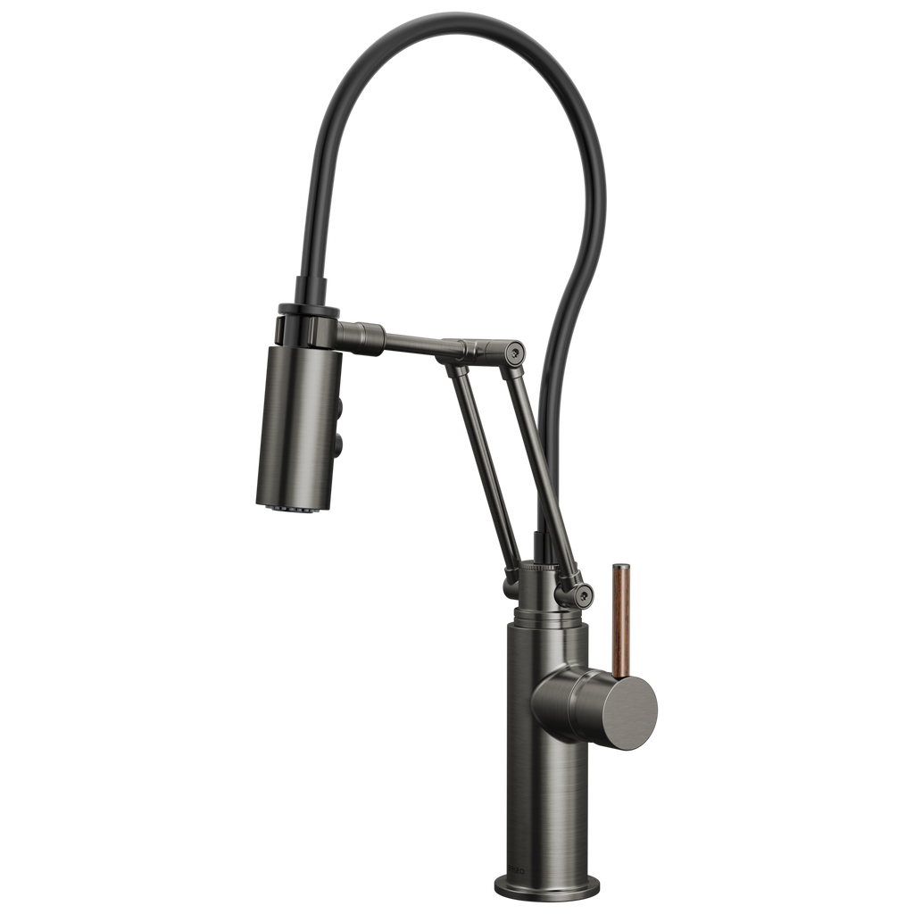 Brizo Odin Mezcladora Articulante — Acero Luxe — Manija de Madera