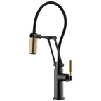 Brizo Litze Mezcladora Articulante — Manija Knurled — Negro Mate/Oro Luxe