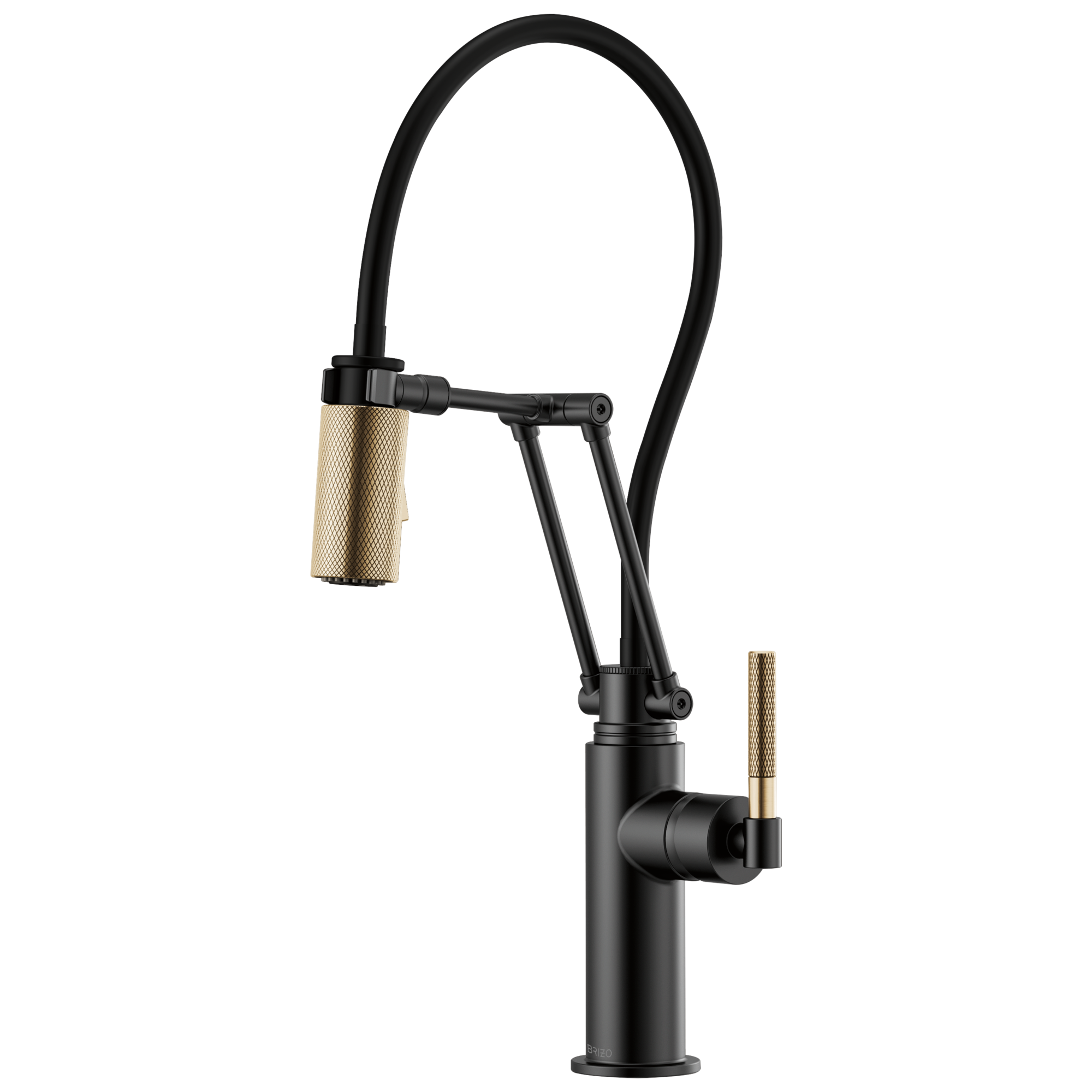 Brizo Litze Mezcladora Articulante — Manija Knurled — Negro Mate/Oro Luxe