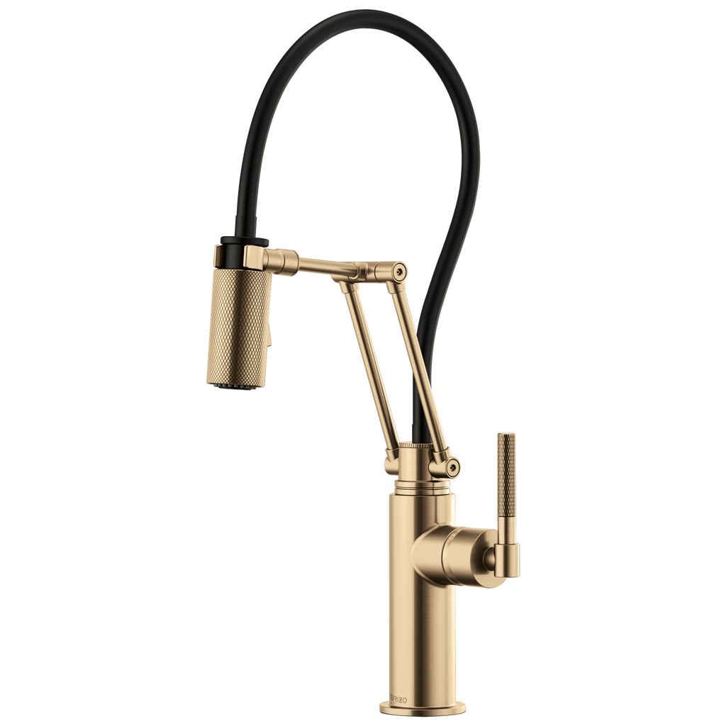 Brizo Litze Mezcladora Articulante — Manija Knurled — Oro Luxe
