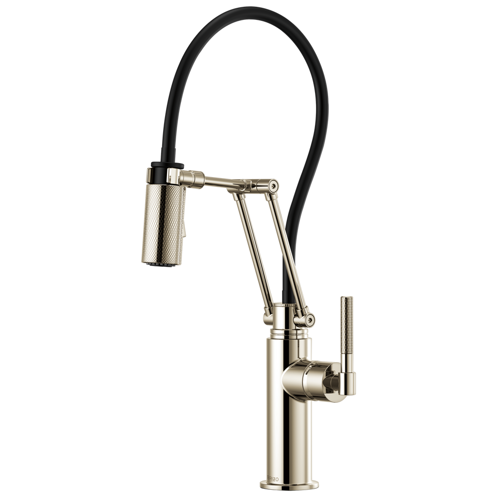 Brizo Litze Mezcladora Articulante — Manija Knurled — Níquel Pulido