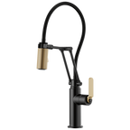 Brizo Litze Mezcladora Articulante — Manija Industrial — Negro Mate/Oro Luxe