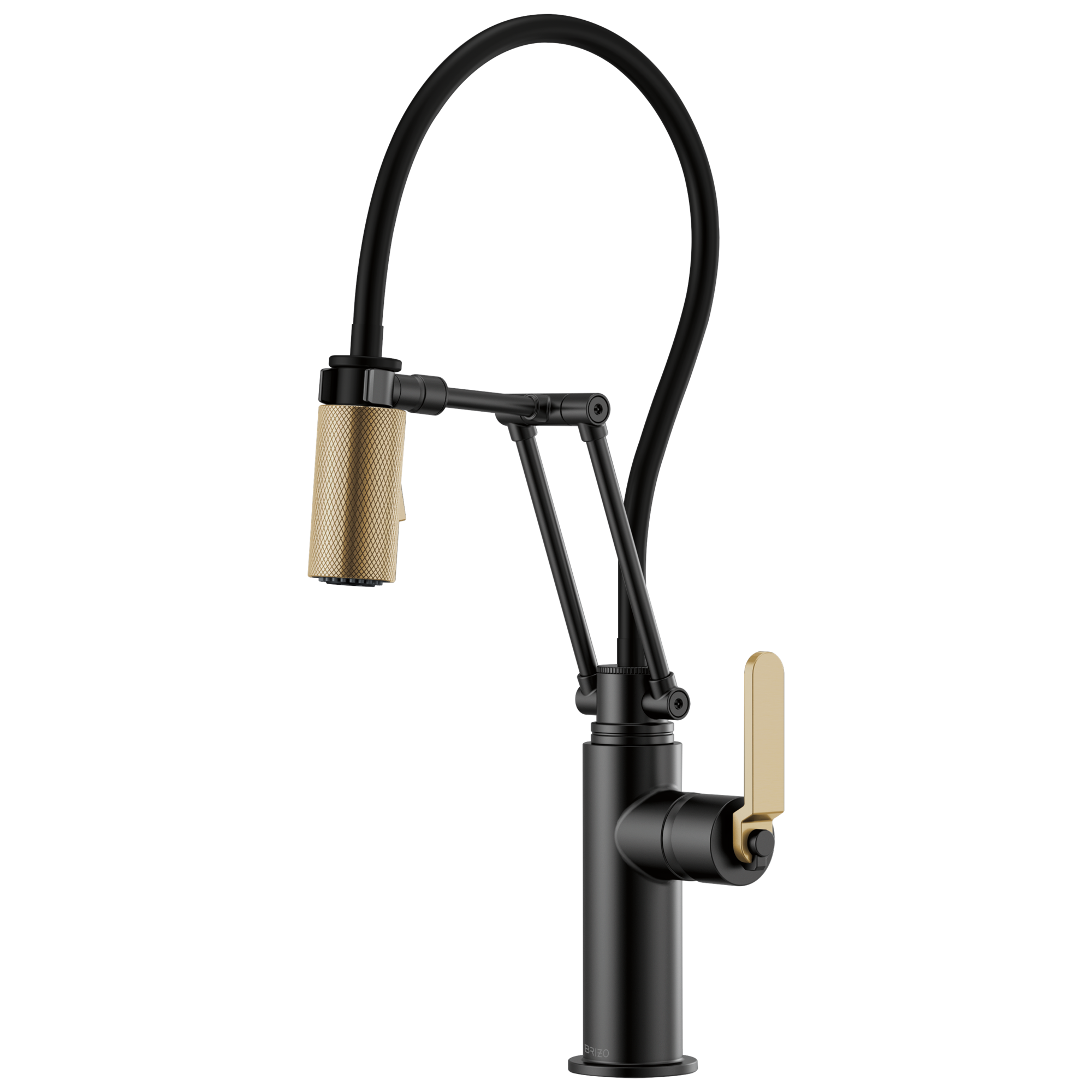 Brizo Litze Mezcladora Articulante — Manija Industrial — Negro Mate/Oro Luxe