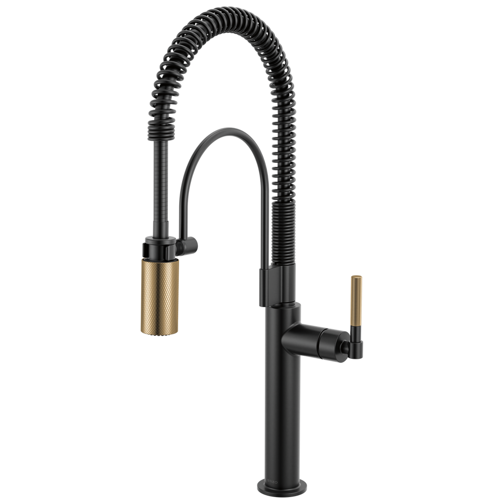 Brizo Litze Mezcladora Semi-Profesional — Manija Knurled — Negro Mate/Oro Luxe