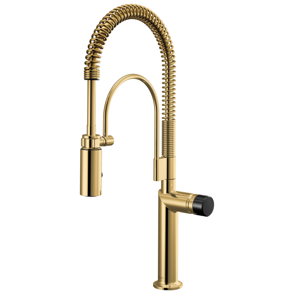 Brizo Odin Mezcladora Semi-Profesional — Oro Pulido — Perilla con Cristal Negro