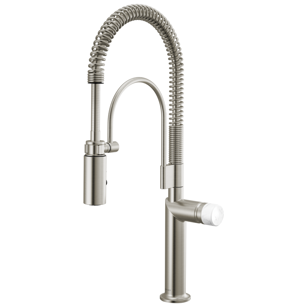 Brizo Odin Mezcladora Semi-Profesional — Acero Inoxidable — Perilla de Mármol Blanco