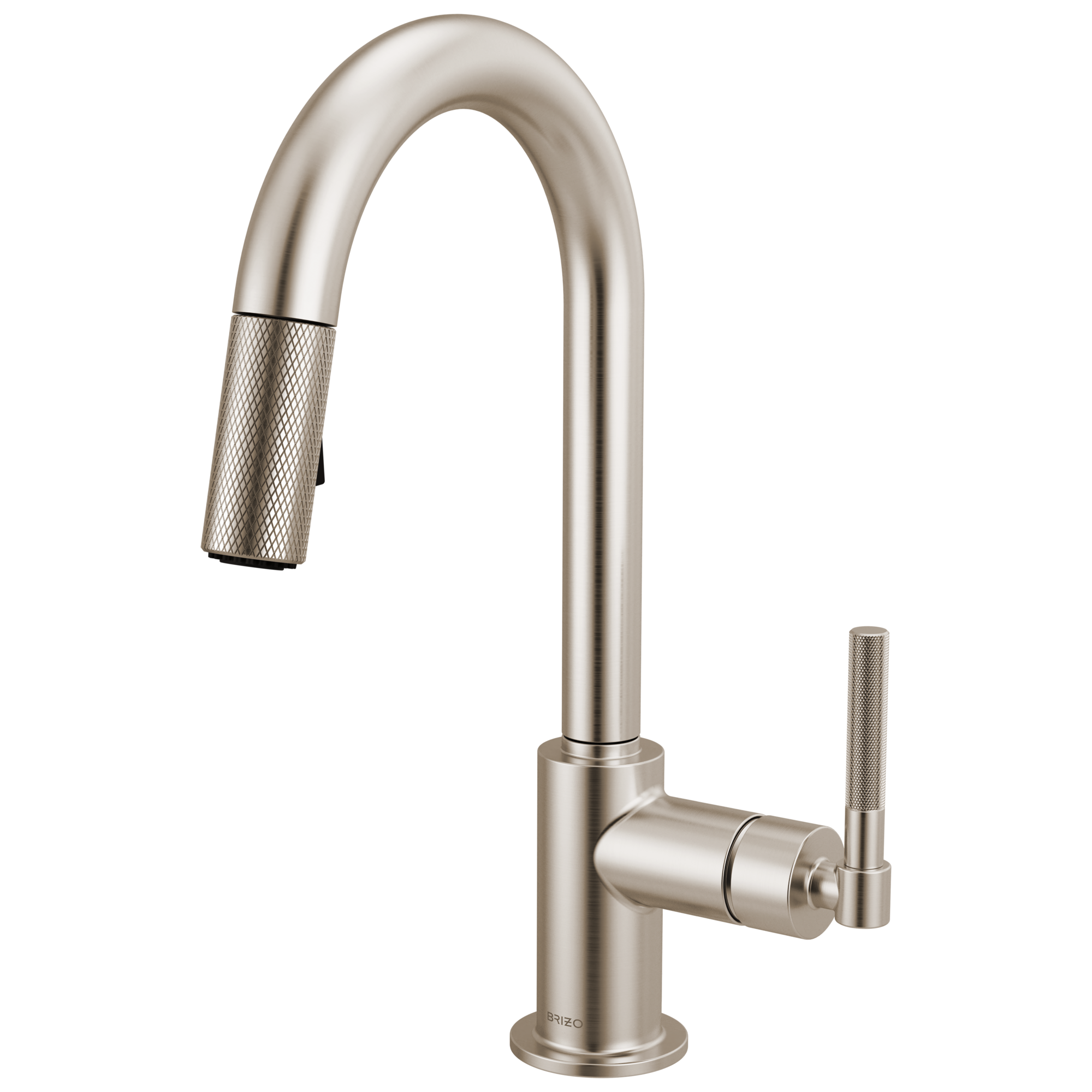 Brizo Litze Mezcladora Prep Extraíble — Surtidor en Arco, Manija Knurled — Acero Inoxidable