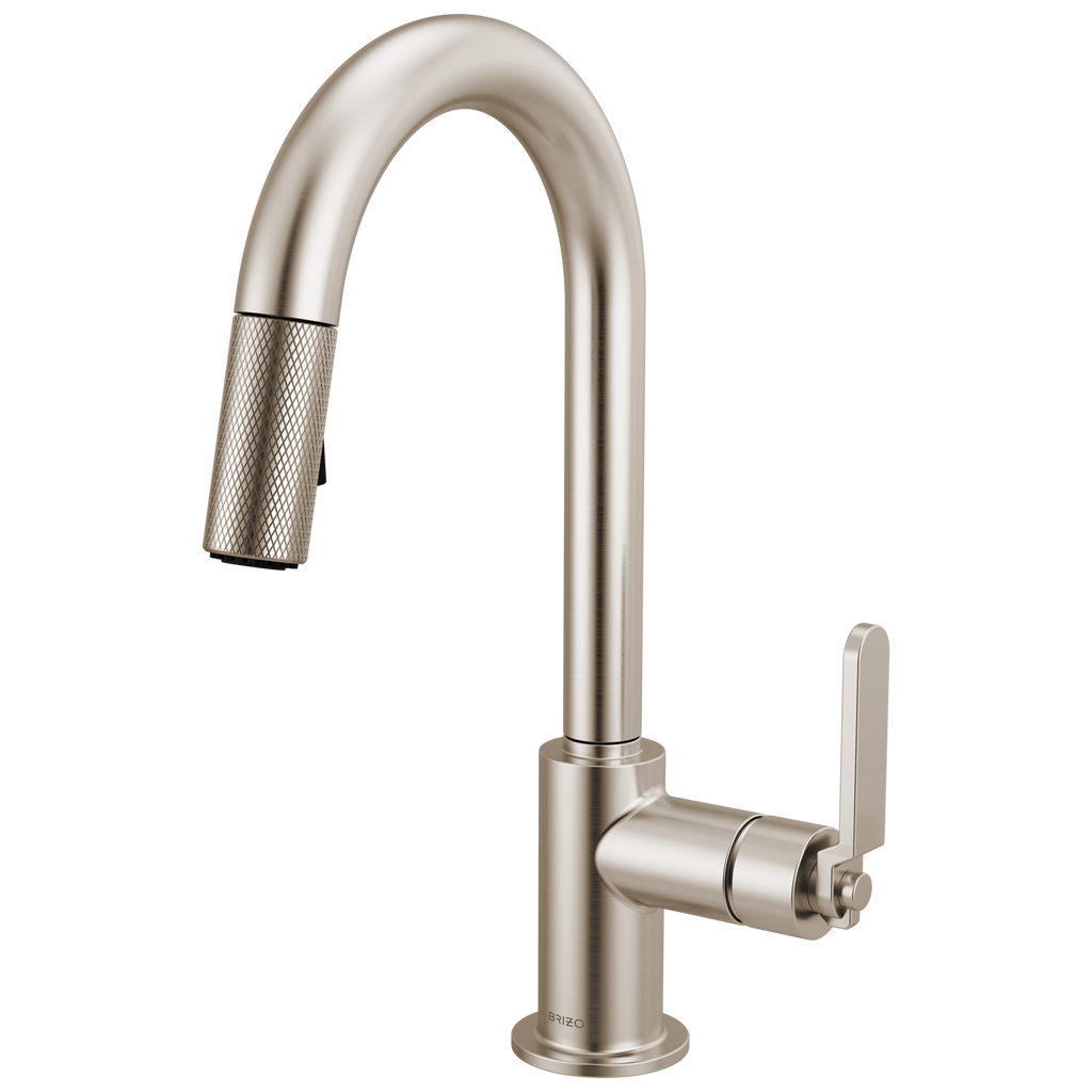 Brizo Litze Mezcladora Prep Extraíble — Surtidor en Arco, Manija Industrial — Acero Inoxidable