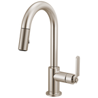 Brizo Litze Mezcladora Prep Extraíble — Surtidor en Arco, Manija Industrial — Acero Inoxidable