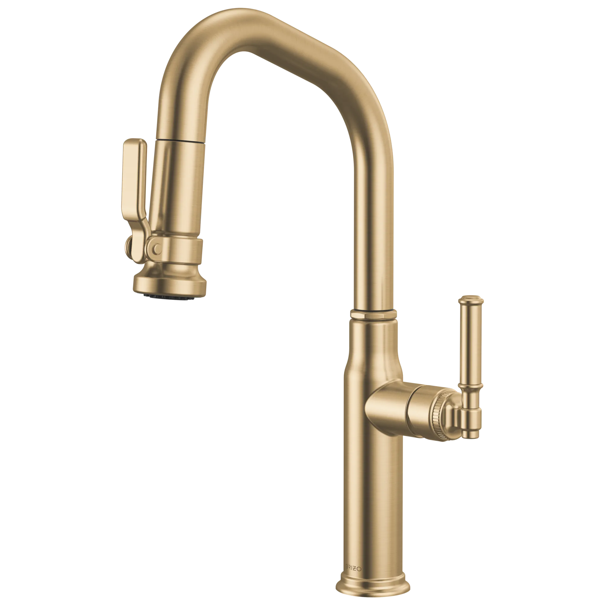 Brizo Faircroft Mezcladora Prep Extraíble — Surtidor en Ángulo — Oro Luxe — Manija Coin Edge