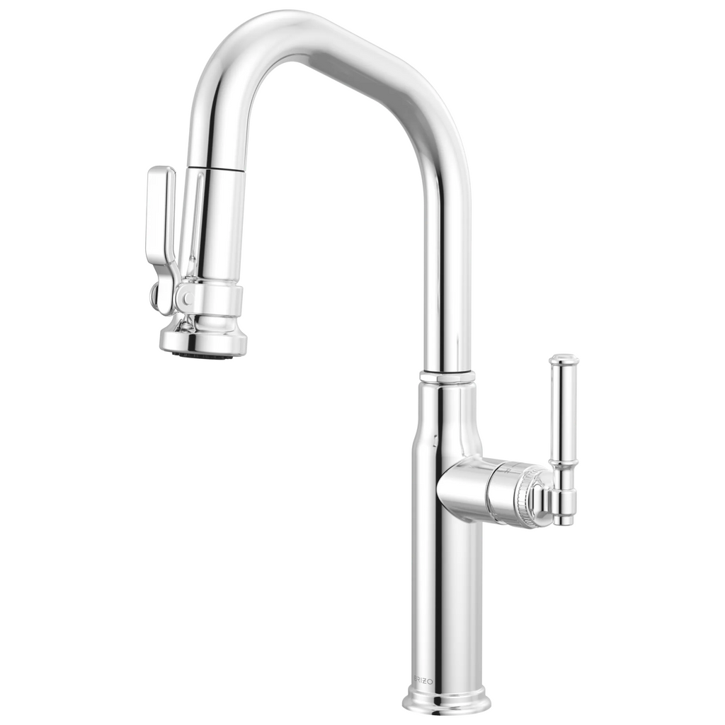 Brizo Faircroft Mezcladora Prep Extraíble — Surtidor en Ángulo — Cromo — Manija Coin Edge