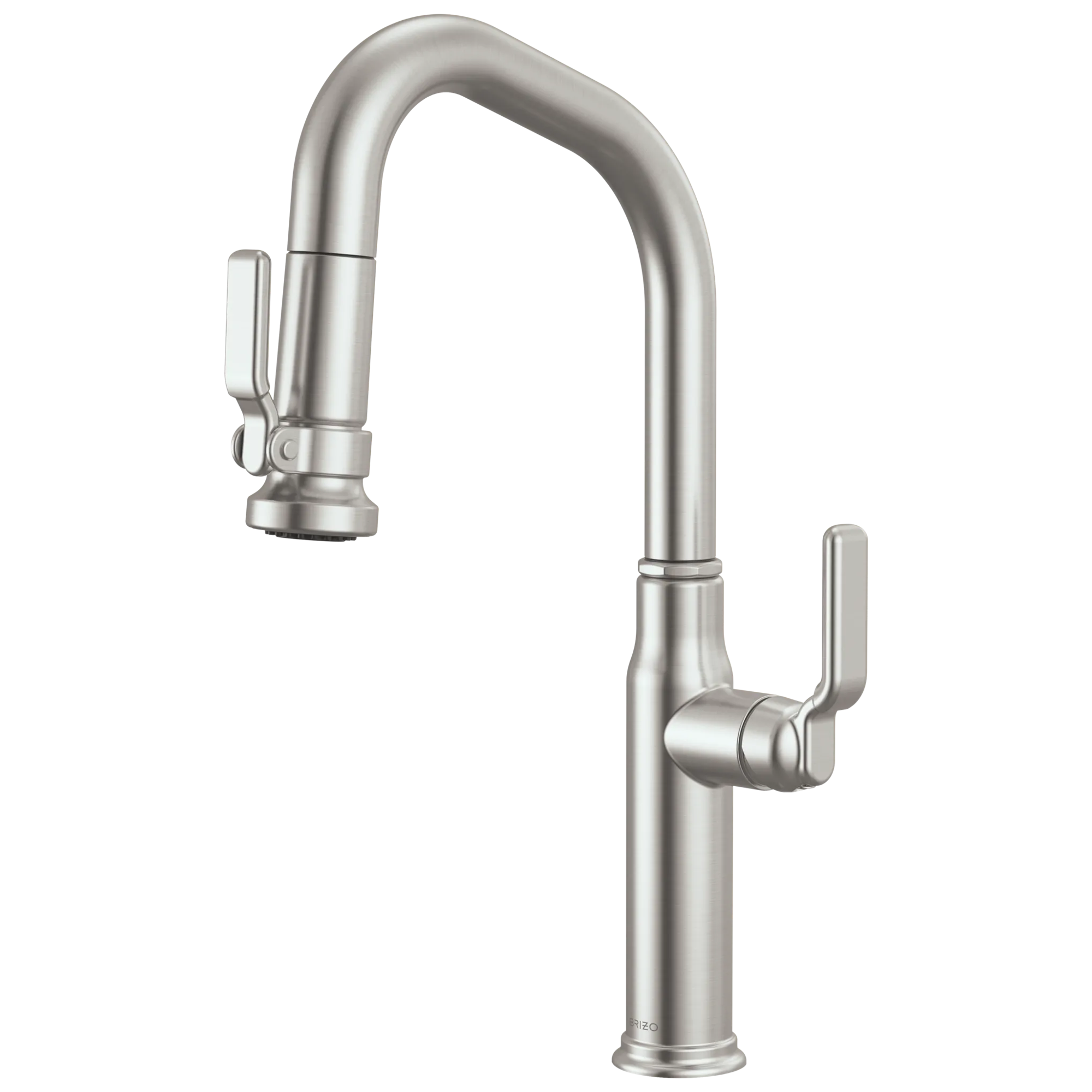 Brizo Faircroft Mezcladora Prep Extraíble — Surtidor en Ángulo — Acero Inoxidable — Manija Industrial