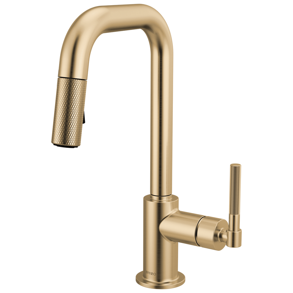 Brizo Litze Mezcladora Prep Extraíble — Surtidor Cuadrado, Manija Knurled — Oro Luxe