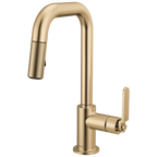 Brizo Litze Mezcladora Prep Extraíble — Surtidor Cuadrado, Manija Industrial — Oro Luxe