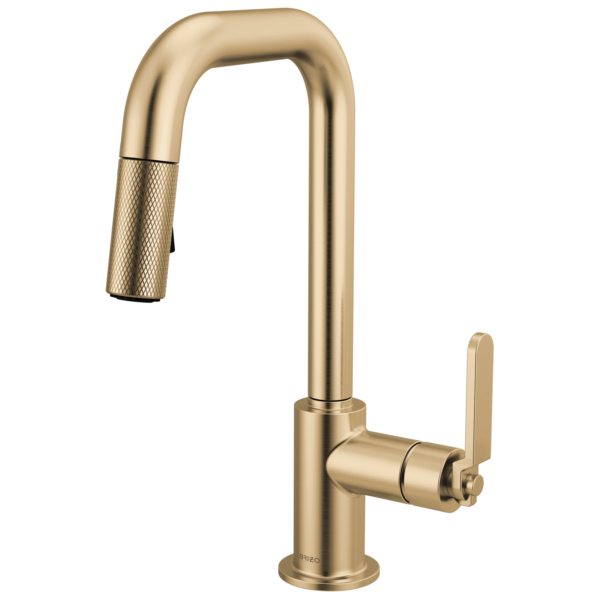 Brizo Litze Mezcladora Prep Extraíble — Surtidor Cuadrado, Manija Industrial — Oro Luxe