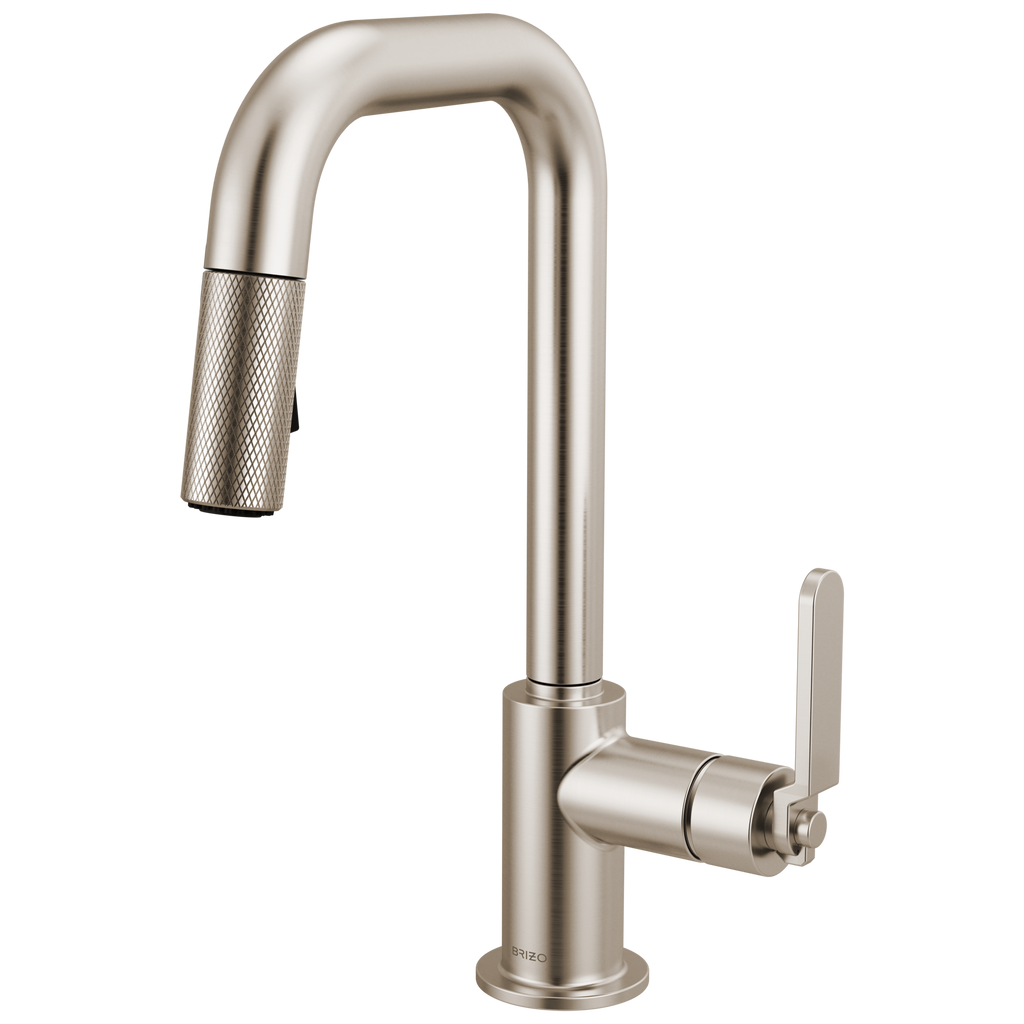 Brizo Litze Mezcladora Prep Extraíble — Surtidor Cuadrado, Manija Industrial — Acero Inoxidable