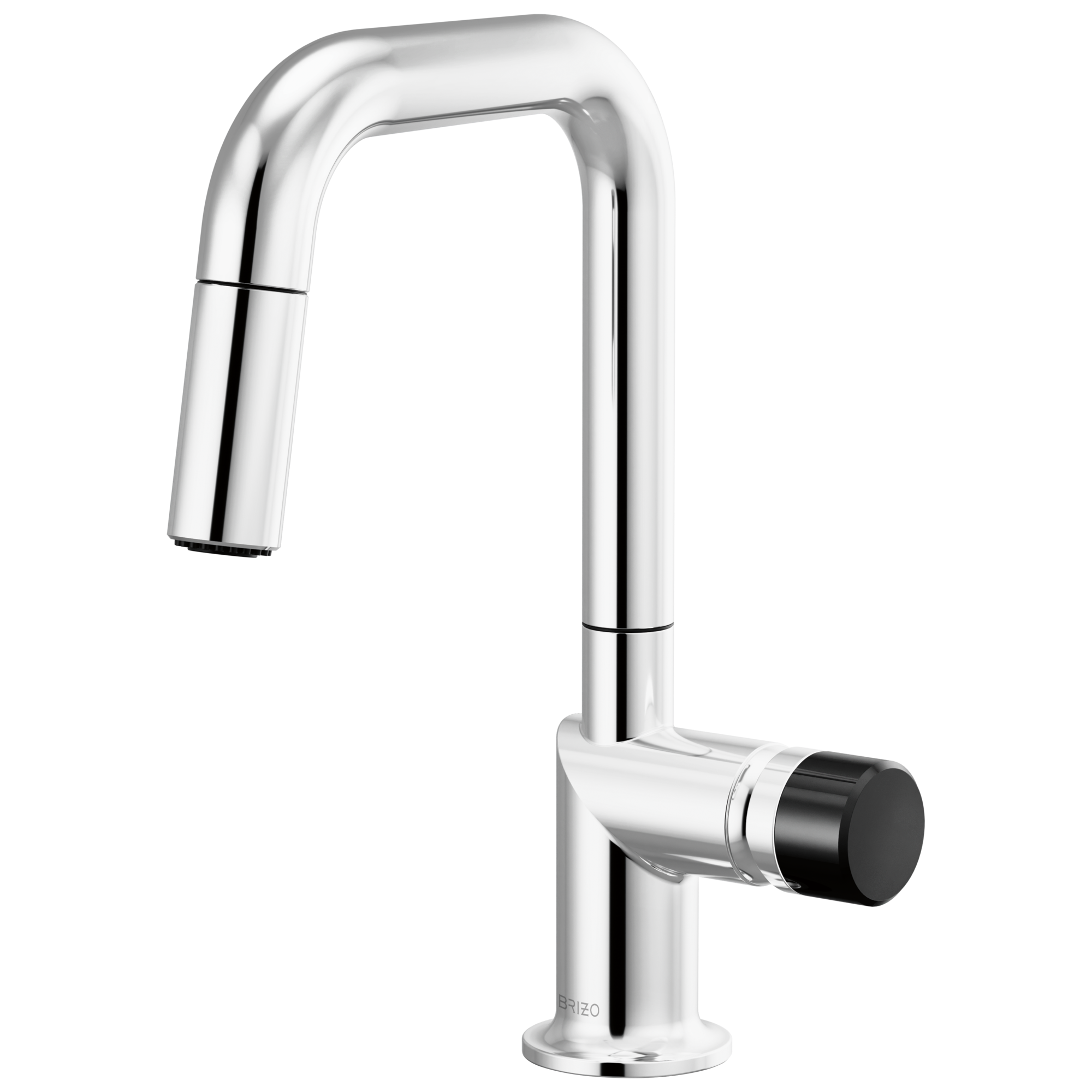 Brizo Odin Mezcladora Prep Extraíble — Surtidor Cuadrado — Cromo — Perilla con Cristal Negro