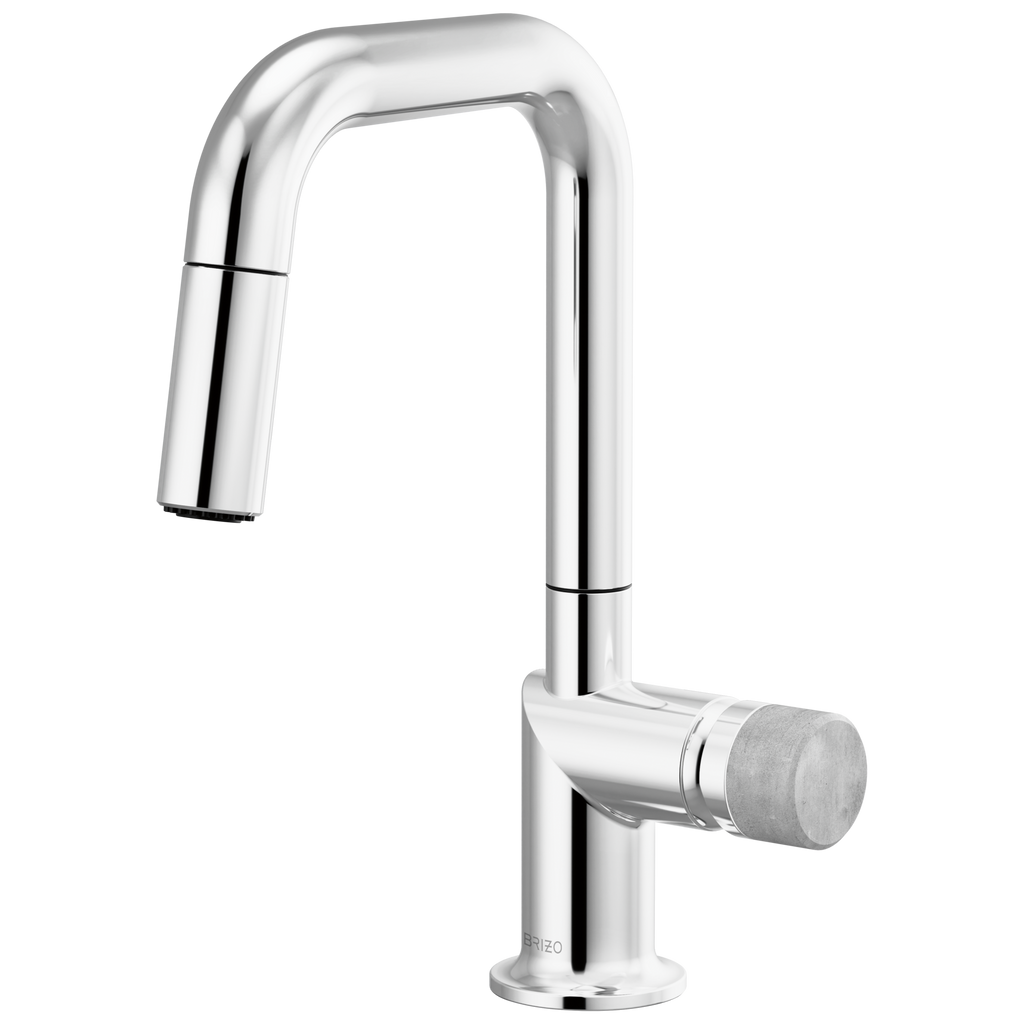 Brizo Odin Mezcladora Prep Extraíble — Surtidor Cuadrado — Cromo — Perilla de Concreto