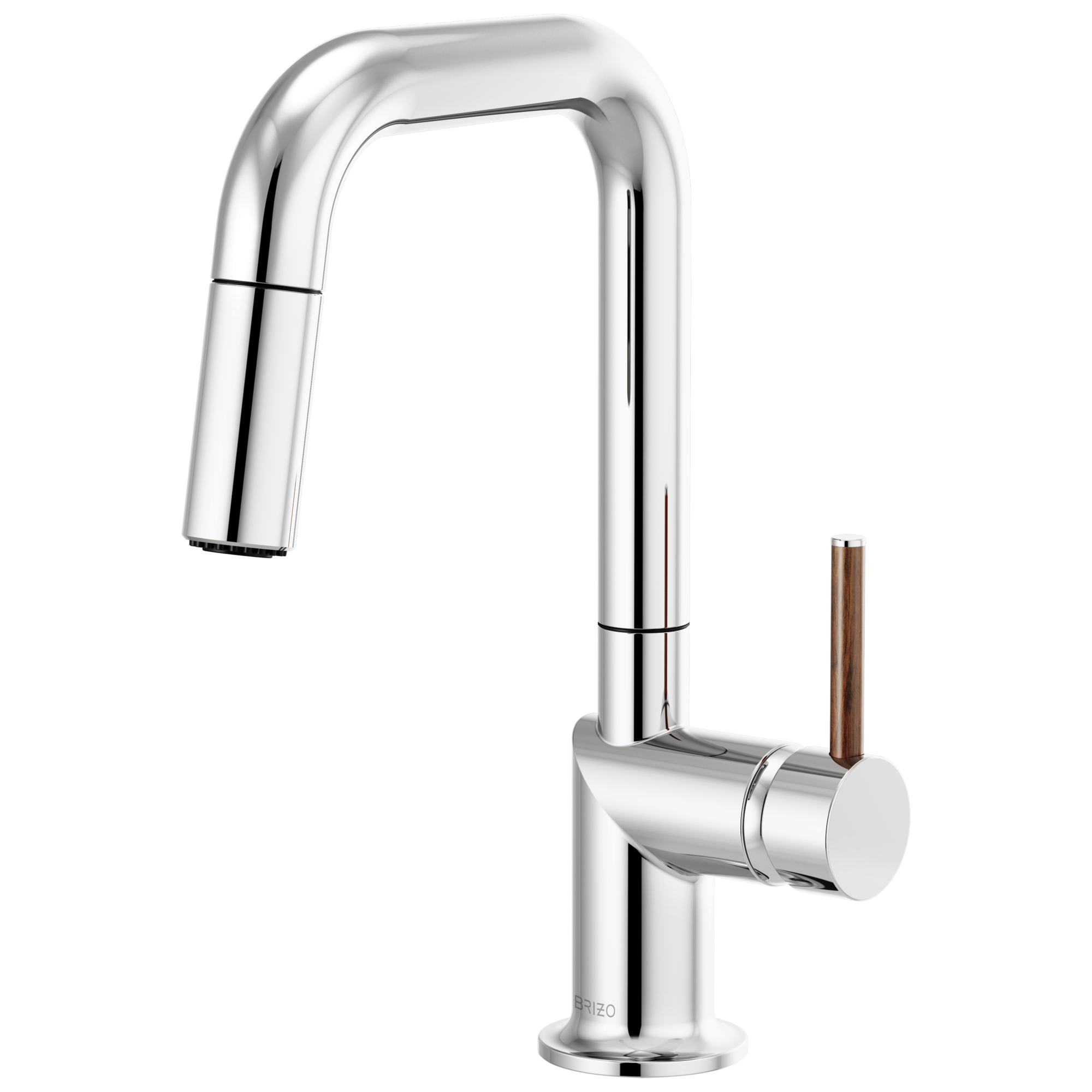 Brizo Odin Mezcladora Prep Extraíble — Surtidor Cuadrado — Cromo — Manija de Madera