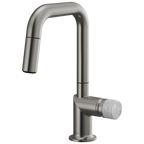 Brizo Odin Mezcladora Prep Extraíble — Surtidor Cuadrado — Acero Luxe — Perilla de Concreto