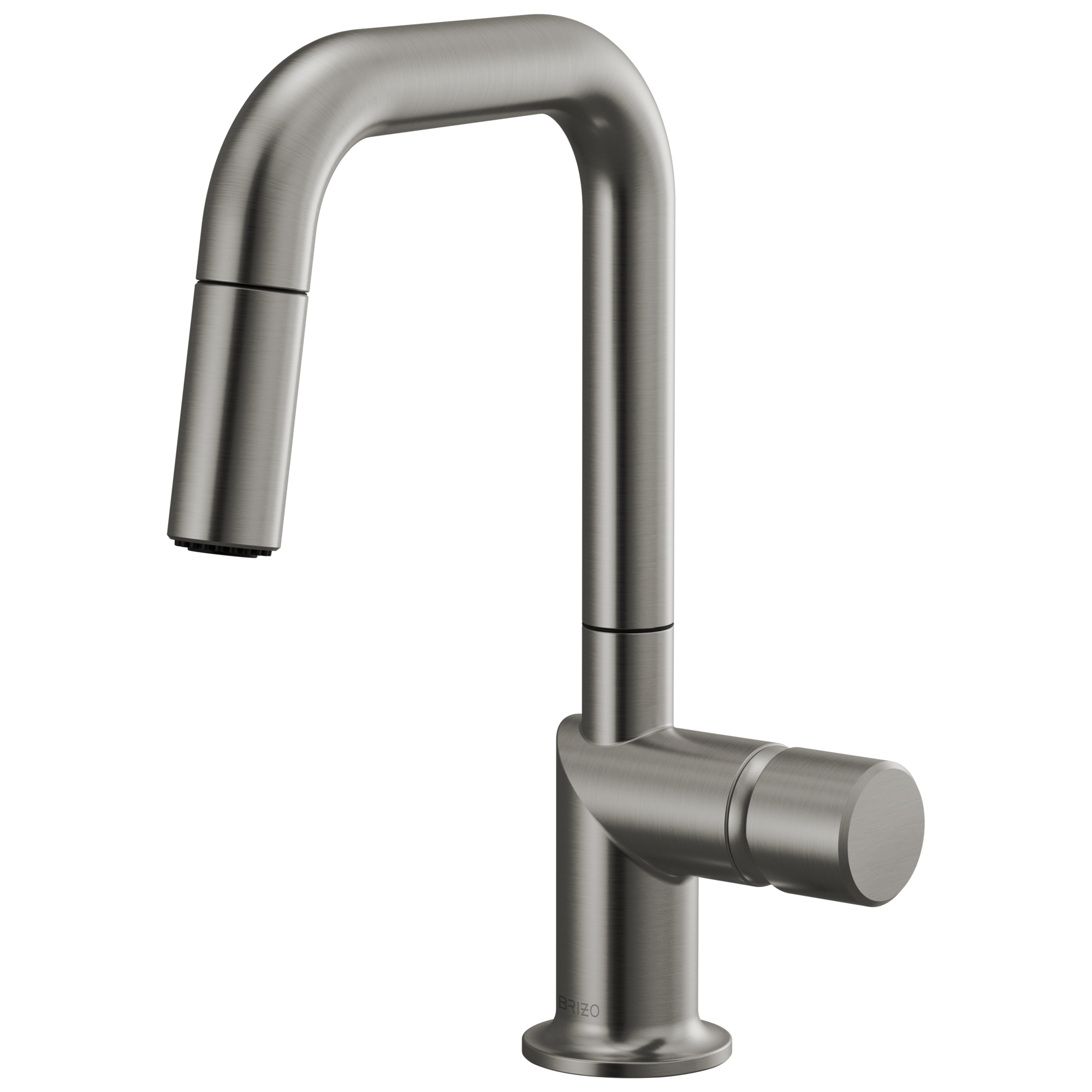 Brizo Odin Mezcladora Prep Extraíble — Surtidor Cuadrado — Acero Luxe — Perilla Metálica