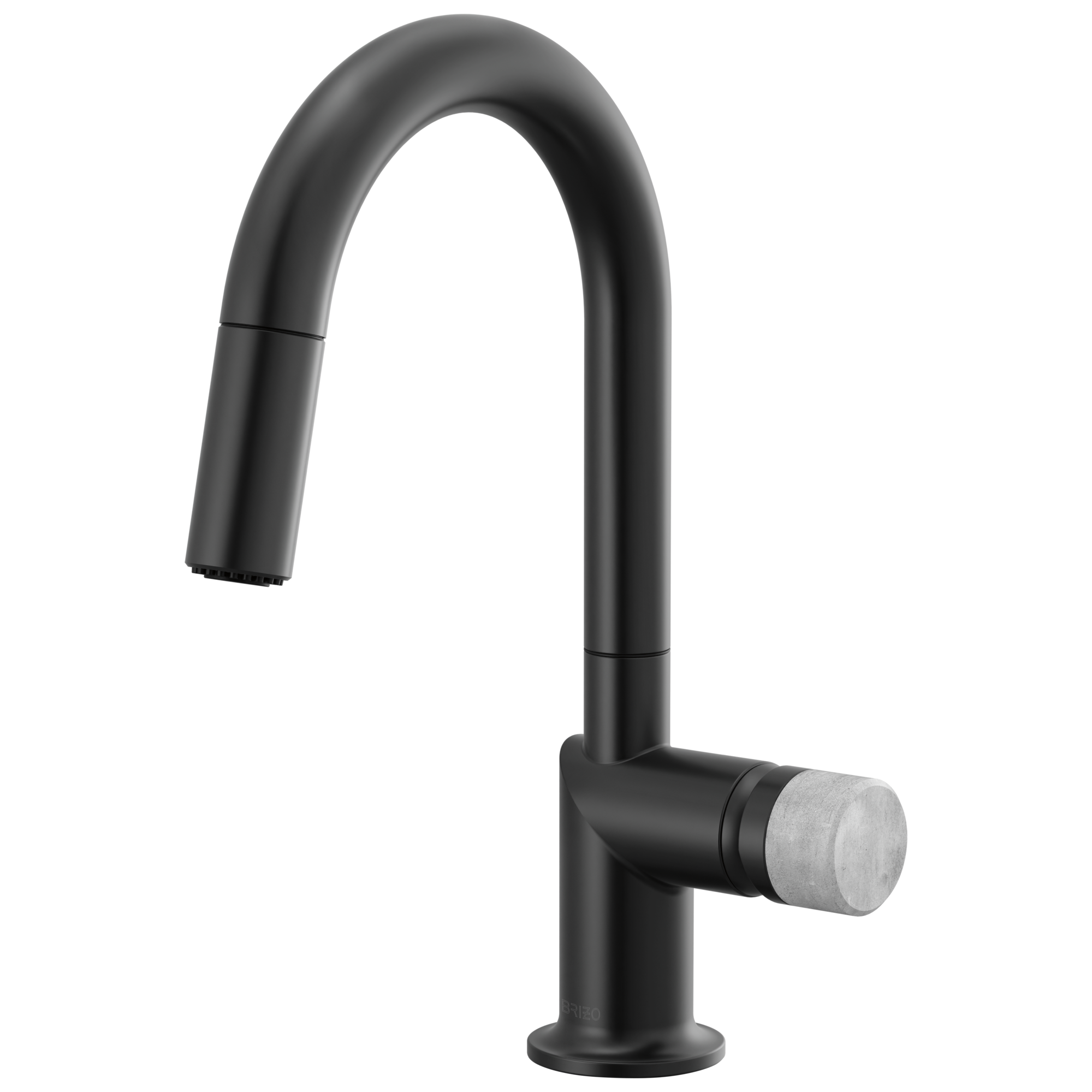 Brizo Odin Mezcladora Prep Extraíble — Surtidor en Arco — Negro Mate — Perilla de Concreto