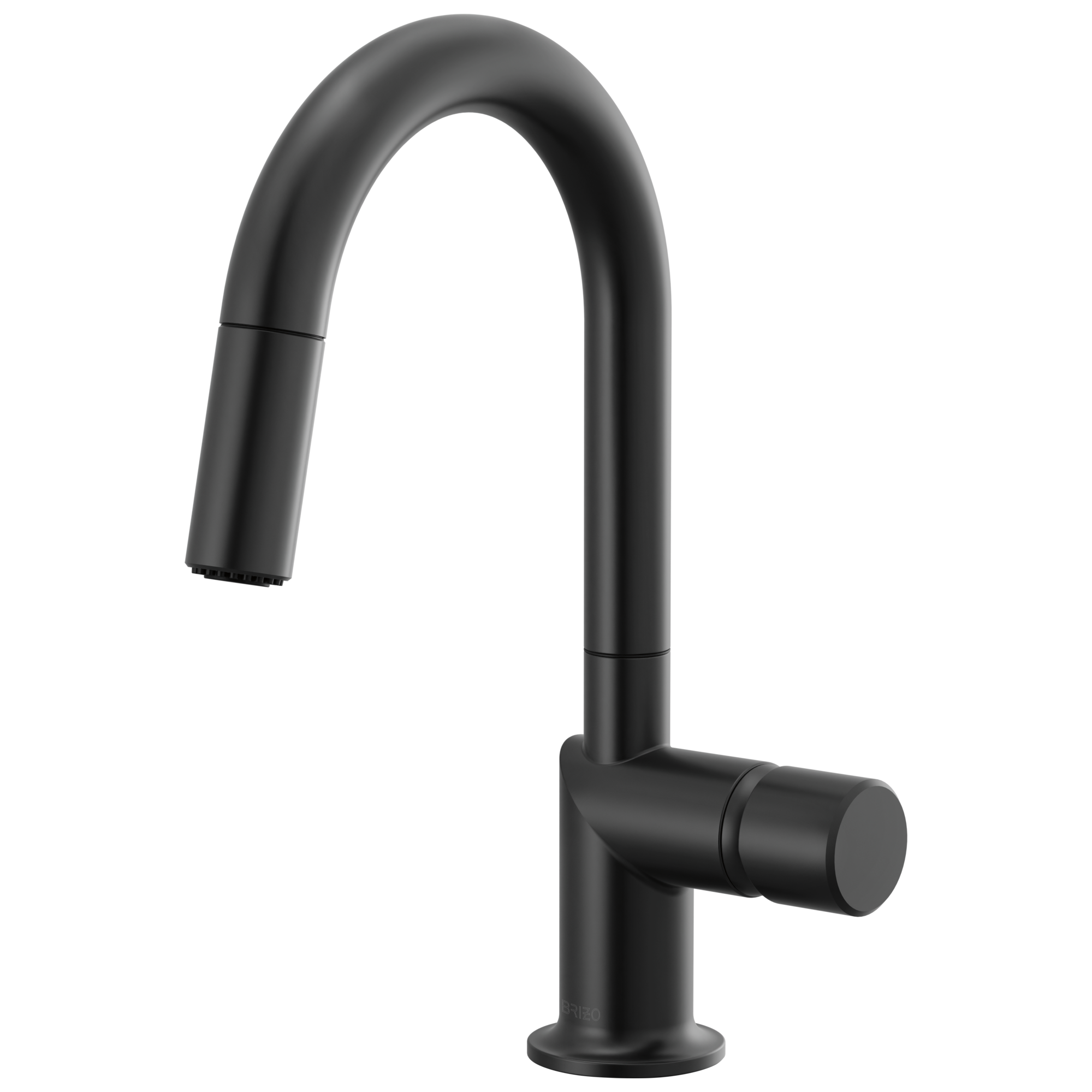 Brizo Odin Mezcladora Prep Extraíble — Surtidor en Arco — Negro Mate — Perilla Metálica