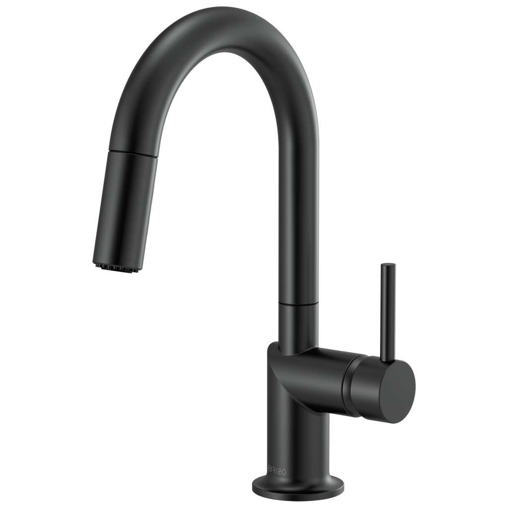 Brizo Odin Mezcladora Prep Extraíble — Surtidor en Arco — Negro Mate — Manija Metálica