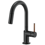 Brizo Odin Mezcladora Prep Extraíble — Surtidor en Arco — Negro Mate — Manija de Madera
