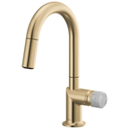 Brizo Odin Mezcladora Prep Extraíble — Surtidor en Arco — Oro Luxe — Perilla de Concreto