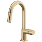 Brizo Odin Mezcladora Prep Extraíble — Surtidor en Arco — Oro Luxe — Perilla Metálica