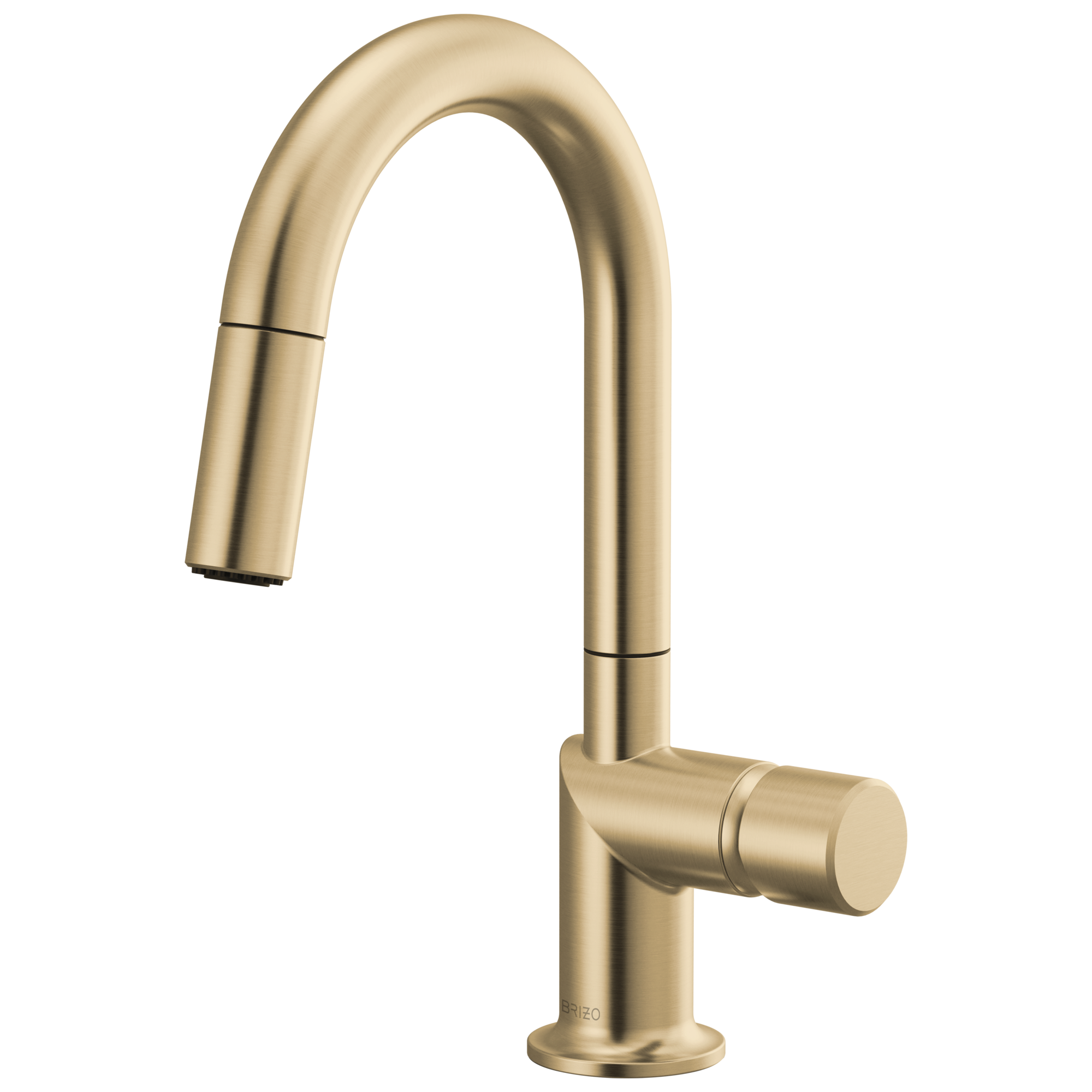 Brizo Odin Mezcladora Prep Extraíble — Surtidor en Arco — Oro Luxe — Perilla Metálica