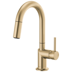 Brizo Odin Mezcladora Prep Extraíble — Surtidor en Arco — Oro Luxe — Manija Metálica