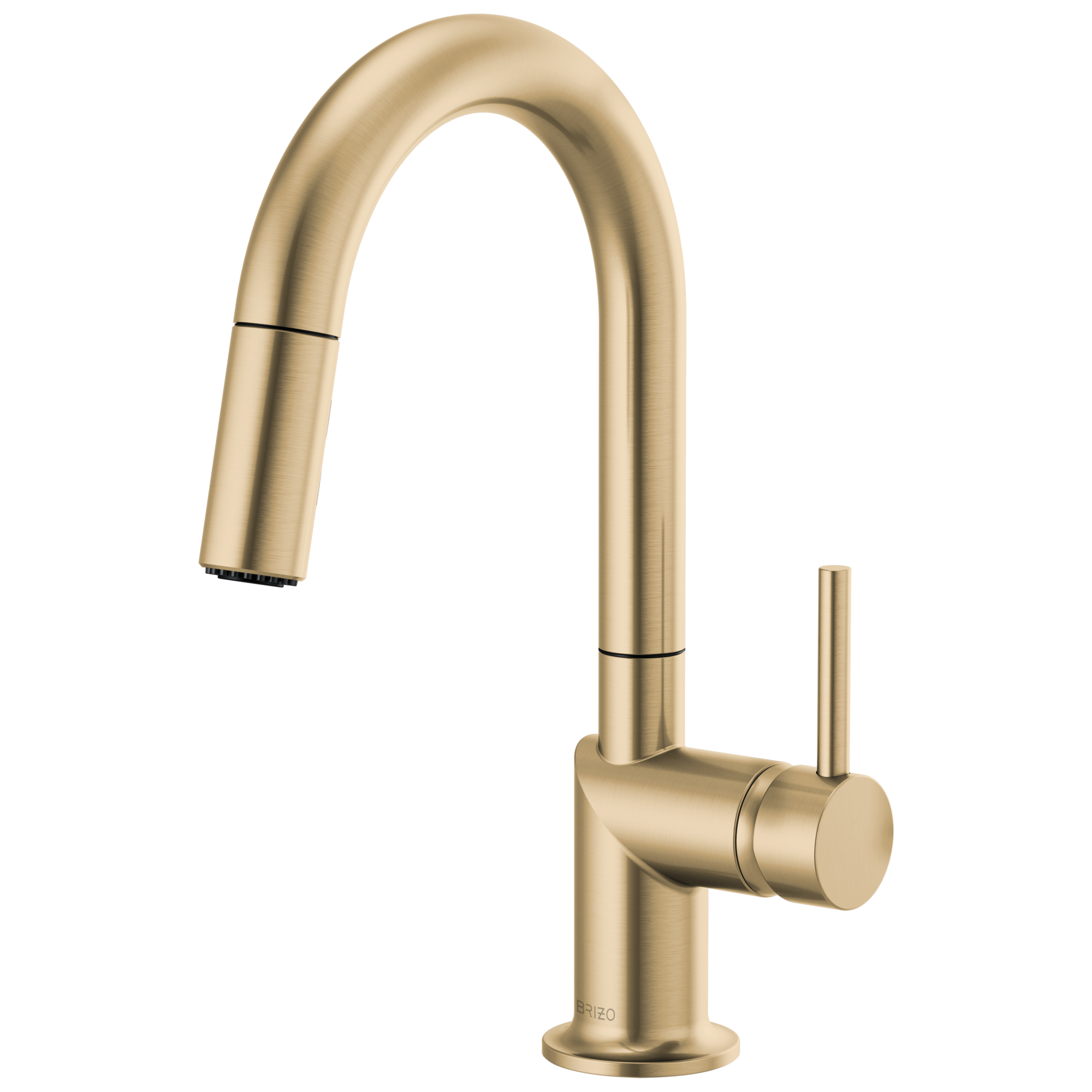 Brizo Odin Mezcladora Prep Extraíble — Surtidor en Arco — Oro Luxe — Manija Metálica