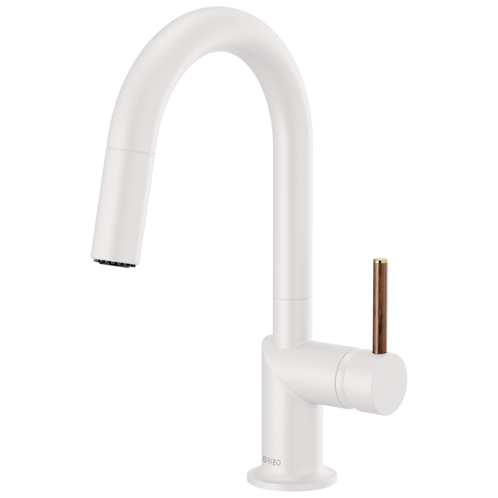 Brizo Jason Wu Mezcladora Prep Extraíble — Surtidor en Arco — Manija de Madera