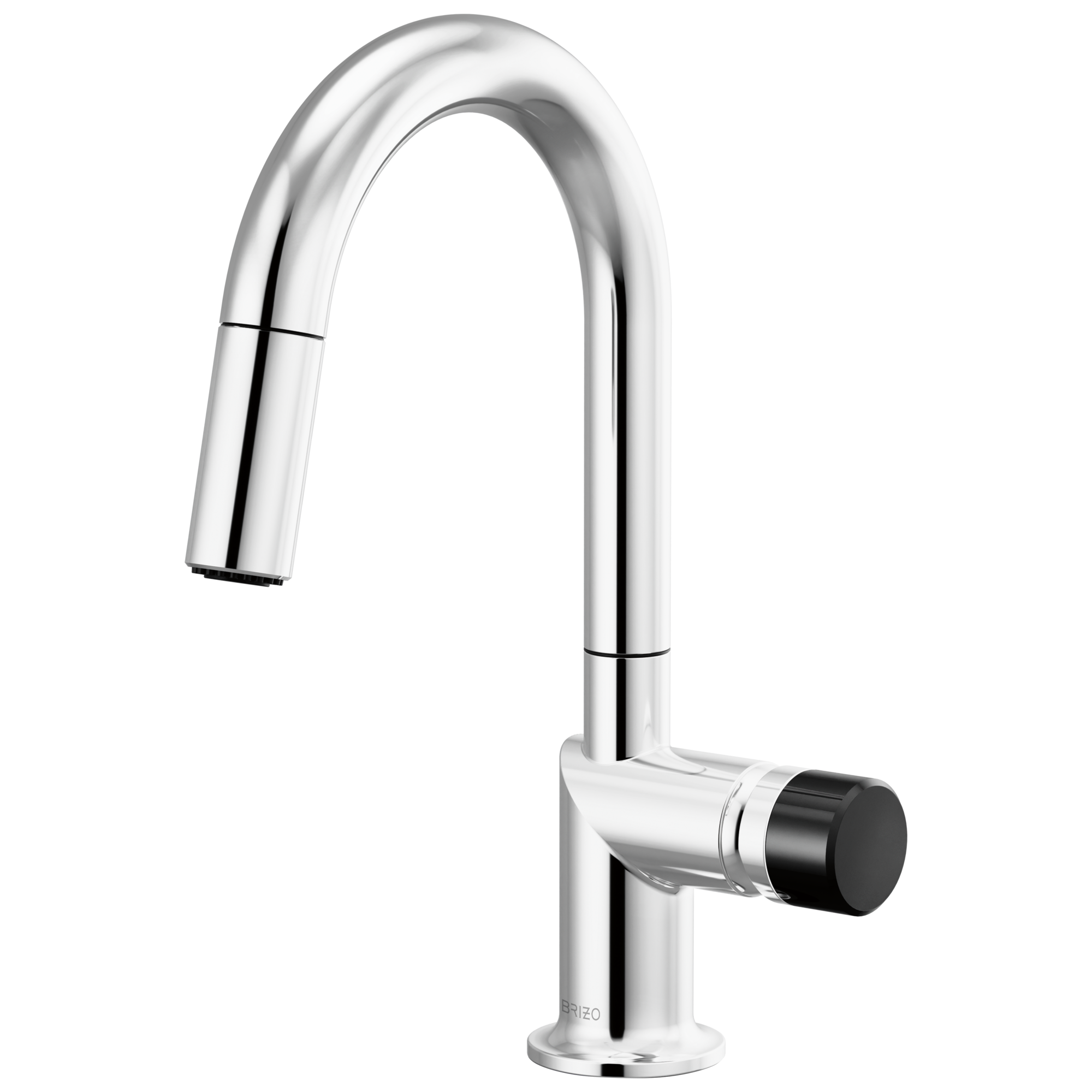 Brizo Odin Mezcladora Prep Extraíble — Surtidor en Arco — Cromo — Perilla con Cristal Negro