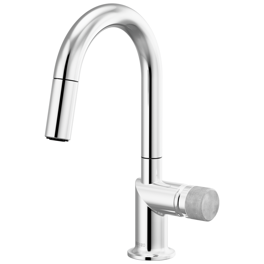 Brizo Odin Mezcladora Prep Extraíble — Surtidor en Arco — Cromo — Perilla de Concreto