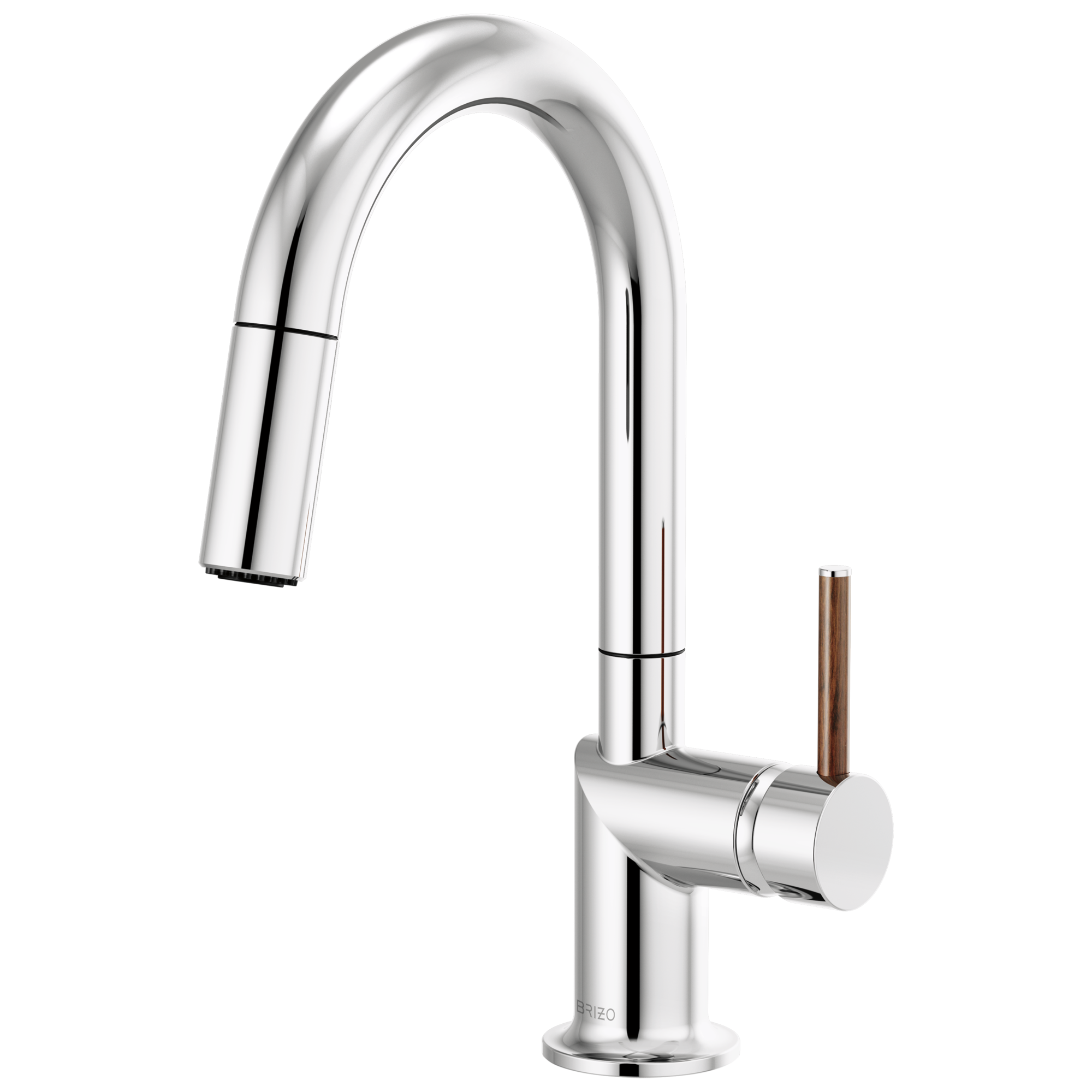 Brizo Odin Mezcladora Prep Extraíble — Surtidor en Arco — Cromo — Manija de Madera
