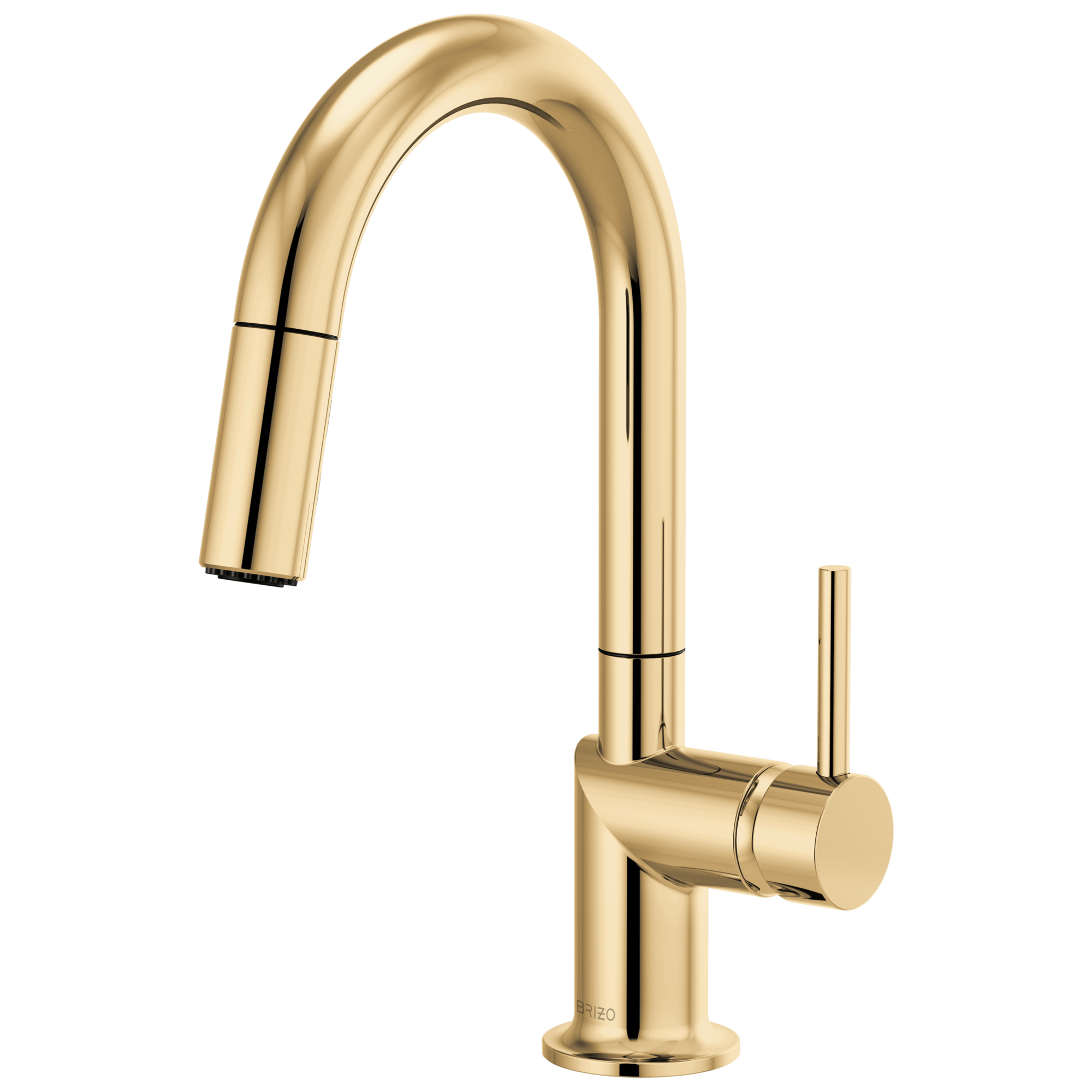 Brizo Odin Mezcladora Prep Extraíble — Surtidor en Arco — Oro Pulido — Manija Metálica