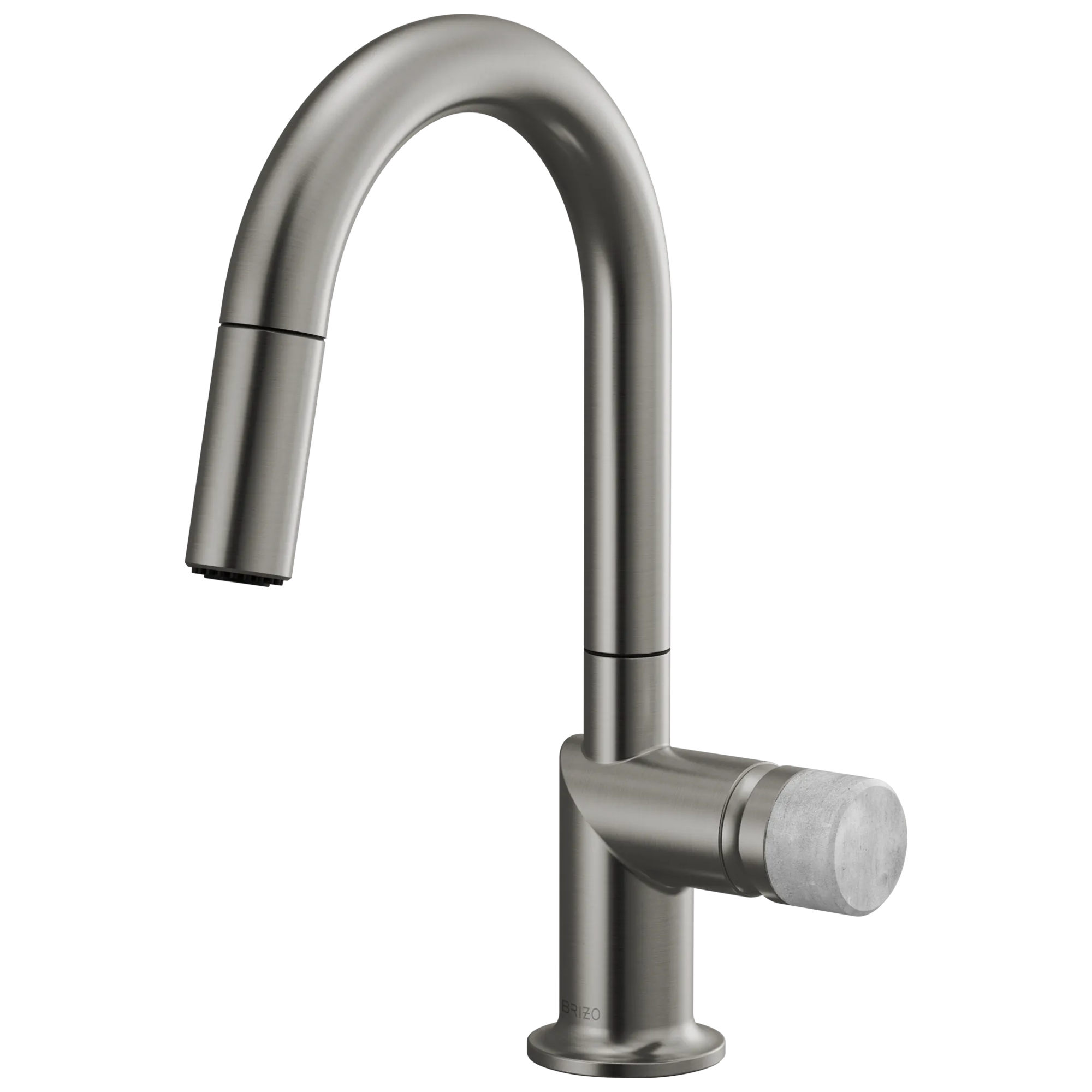 Brizo Odin Mezcladora Prep Extraíble — Surtidor en Arco — Acero Luxe — Perilla de Concreto