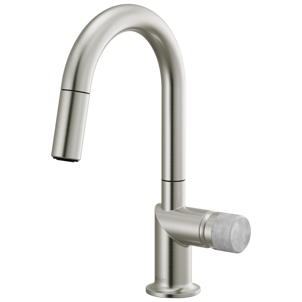Brizo Odin Mezcladora Prep Extraíble — Surtidor en Arco — Acero Inoxidable — Perilla de Concreto