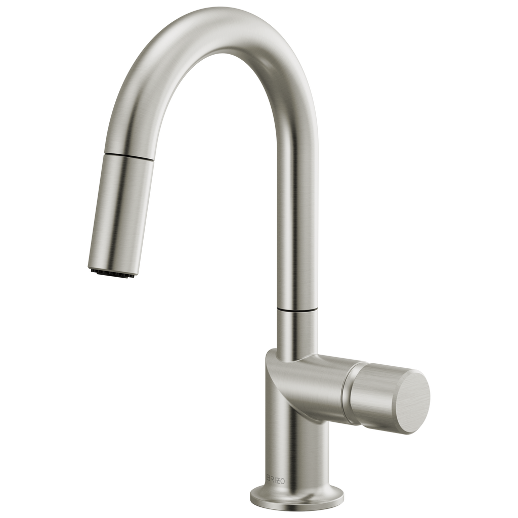 Brizo Odin Mezcladora Prep Extraíble — Surtidor en Arco — Acero Inoxidable — Perilla Metálica