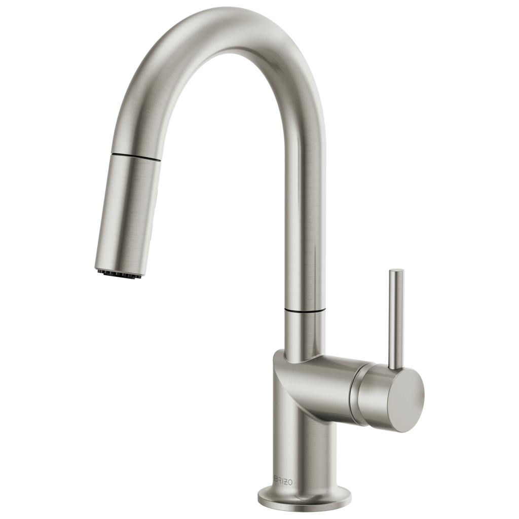 Brizo Odin Mezcladora Prep Extraíble — Surtidor en Arco — Acero Inoxidable — Manija Metálica