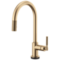 Brizo Litze Mezcladora Extraíble SmartTouch® — Surtidor en Arco, Manija Knurled — Oro Luxe